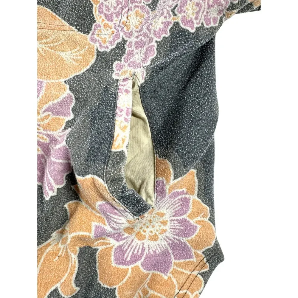 Free People We The Free Printed Ruby Jacket M Shacket Charcoal Floral Relaxed